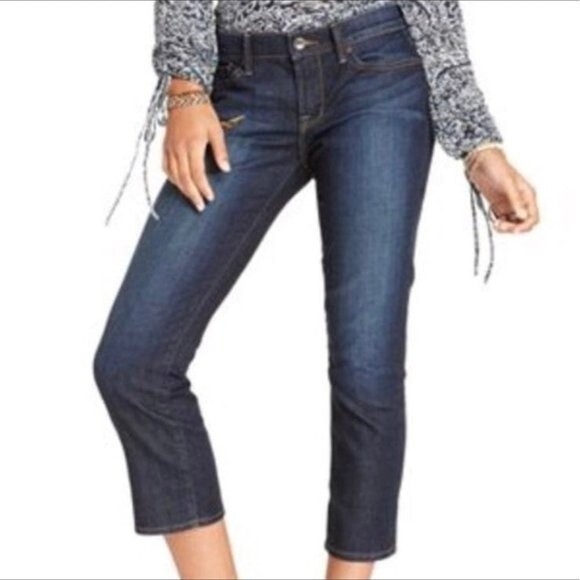 LUCKY BRAND 4 27 Janet Sweet 'N Straight Crop Denim Jeans Dark Wash Mid Rise - Picture 2 of 9